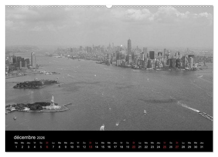 Produktbild: New York en noir et blanc (Calendrier mural 2026 DIN A2 vertical) calendrier de bureau