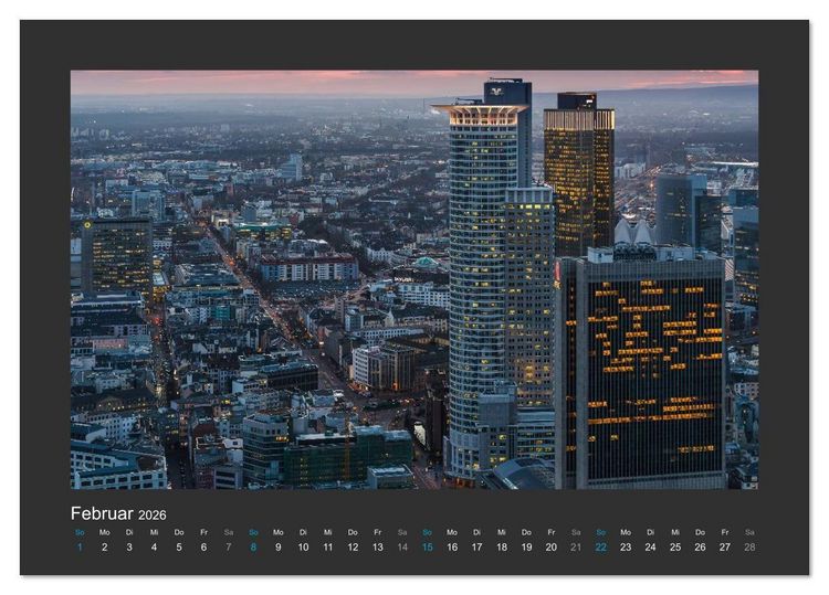 Produktbild: FRANKFURT - Nachtlichter 2026 (Tischkalender 2026 DIN A5 quer), CALVENDO Monatskalender