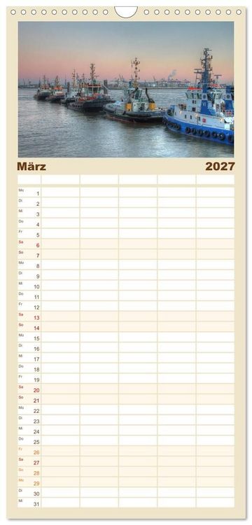 Produktbild: Familienplaner 2027 - Hamburg mit 5 Spalten (Wandkalender, 21 x 45 cm) CALVENDO