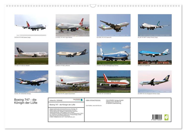 Produktbild: Boeing 747 - die K&ouml;nigin der L&uuml;fte (Wandkalender 2026 DIN A2 quer), CALVENDO Monatskalender