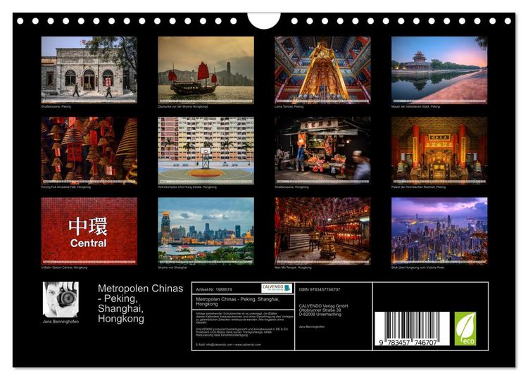 Produktbild: Metropolen Chinas - Peking, Shanghai, Hongkong (Wandkalender 2026 DIN A4 quer), CALVENDO Monatskalender