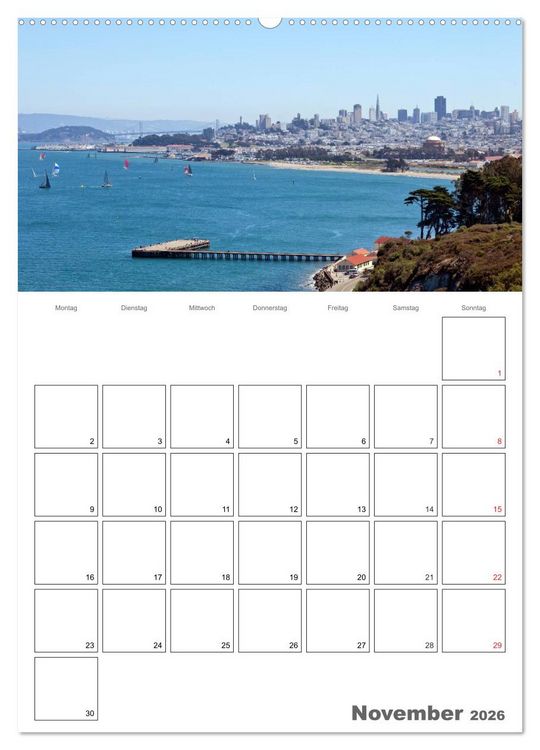 Produktbild: SAN FRANCISCO Terminplaner (hochwertiger Premium Wandkalender 2026 DIN A2 hoch), Kunstdruck in Hochglanz