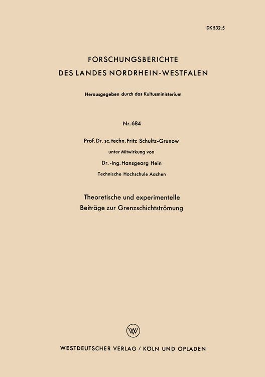 Produktbild: Theoretische und experimentelle Beitr&auml;ge zur Grenzschichtstr&ouml;mung