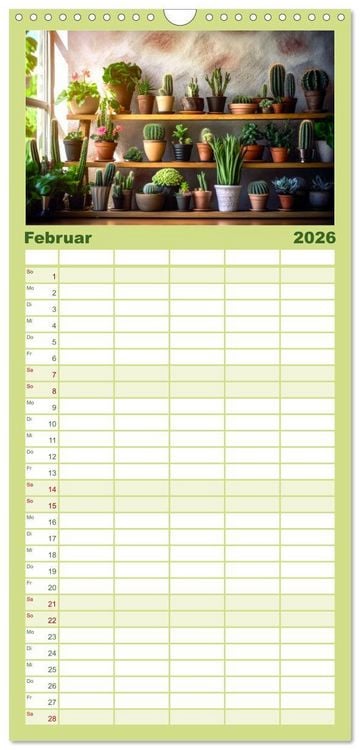 Produktbild: Familienplaner 2026 - Kaktuszauberland mit 5 Spalten (Wandkalender, 21 x 45 cm) CALVENDO