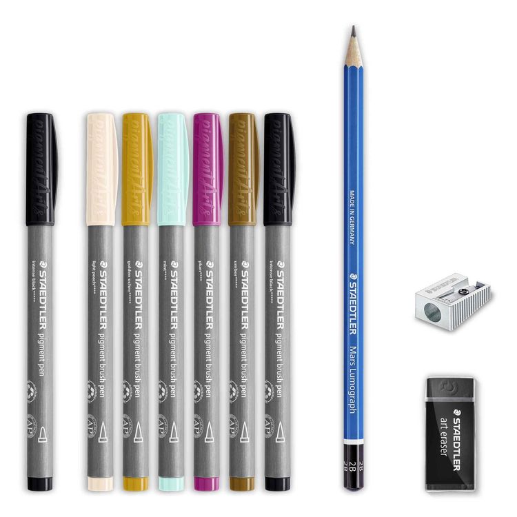 Produktbild: STAEDTLER Schreib- und Zeichbedarf pigment brush 371 Line Art & Botanical Set, Design Journey, botanisch inspirierte Farben, 10er Set