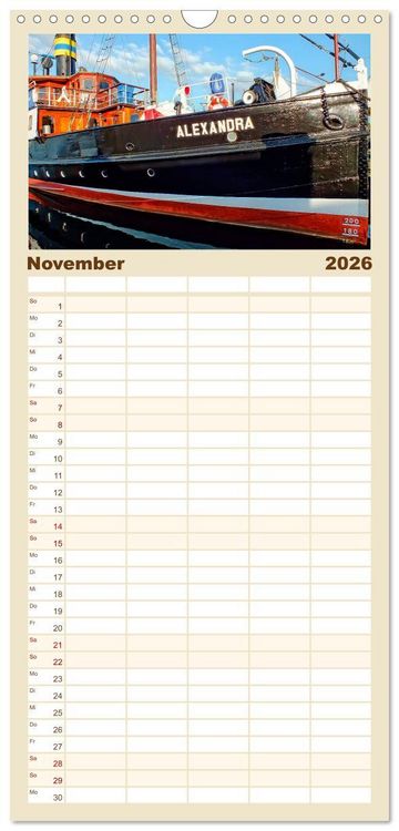 Produktbild: Familienplaner 2026 - Bezauberndes Flensburg mit 5 Spalten (Wandkalender, 21 x 45 cm) CALVENDO