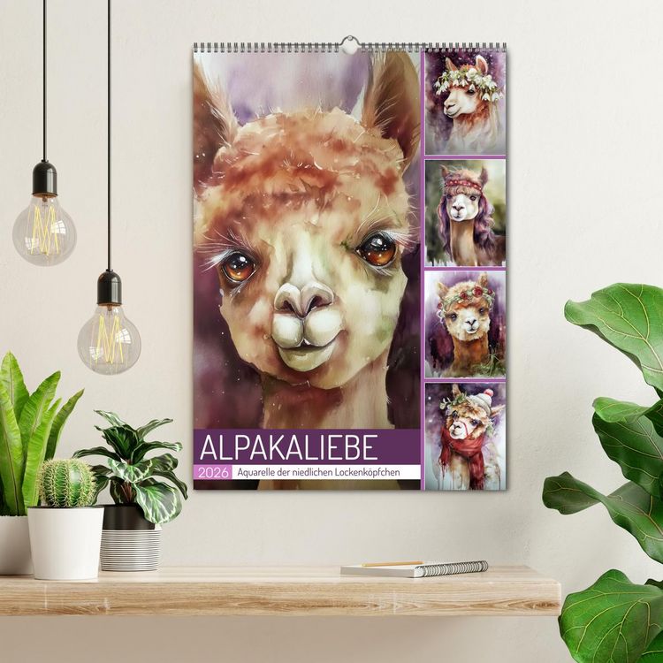 Produktbild: Alpakaliebe (Wandkalender 2026 DIN A2 hoch), CALVENDO Monatskalender