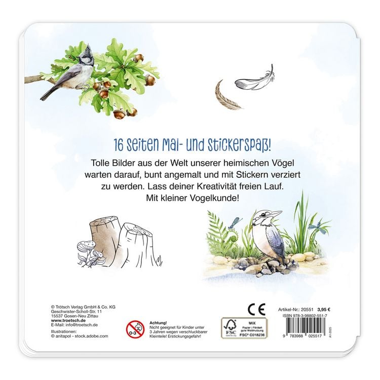 Produktbild: TR&Ouml;TSCH - Stickermalbuch Unsere Vogelwelt Malbuch mit Stickern| Ab 5 Jahren
