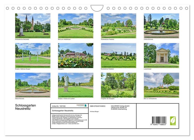 Produktbild: Schlossgarten Neustrelitz (Wandkalender 2026 DIN A4 quer), CALVENDO Monatskalender