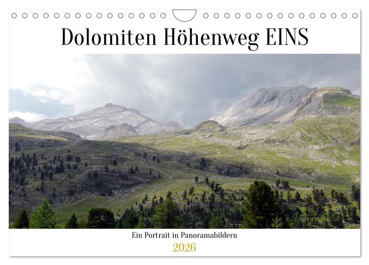 Produktbild: Der Dolomiten H&ouml;henweg EINS in Panoramabildern (Wandkalender 2026 DIN A4 quer), CALVENDO Monatskalender