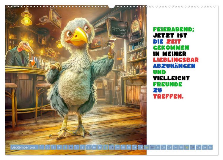 Produktbild: Vogelspr&uuml;che - Humor (hochwertiger Premium Wandkalender 2026 DIN A2 quer), Kunstdruck in Hochglanz