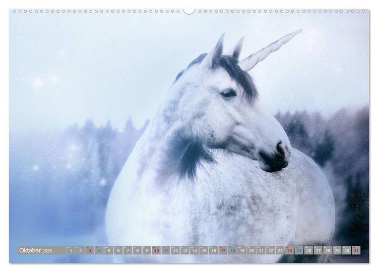 Produktbild: Fabeltier Einhorn (hochwertiger Premium Wandkalender 2026 DIN A2 quer), Kunstdruck in Hochglanz