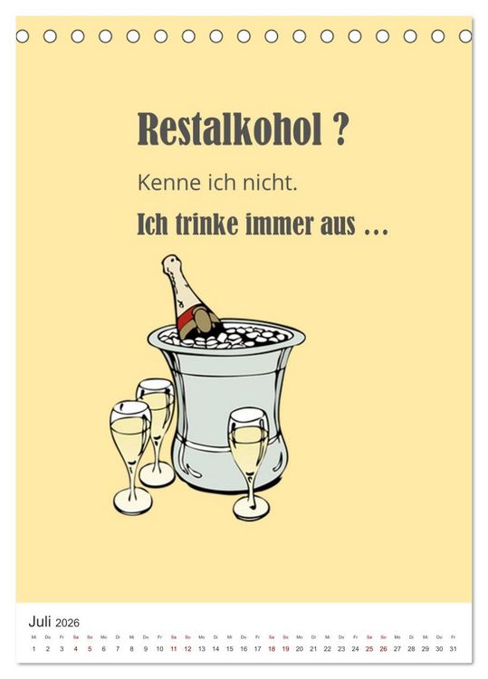 Produktbild: TRINKSPR&Uuml;CHE rund um Bier, Wein und Co. &hellip; (Tischkalender 2026 DIN A5 hoch), CALVENDO Monatskalender