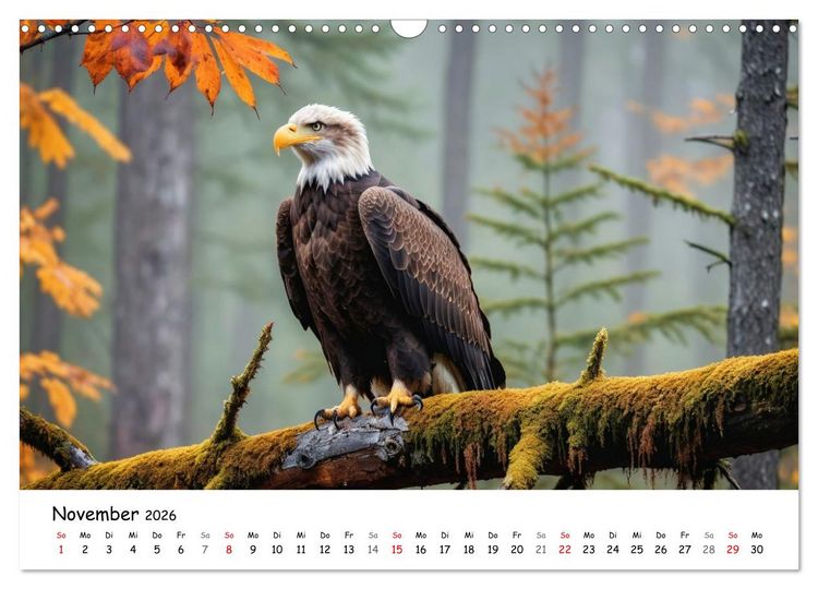 Produktbild: Majest&auml;tische Wei&szlig;kopfseeadler - Der K&ouml;nig der L&uuml;fte (Wandkalender 2026 DIN A3 quer), CALVENDO Monatskalender