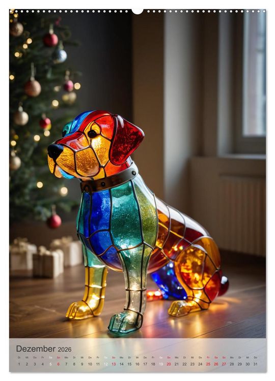 Produktbild: Tiere aus Glas - Hunde (hochwertiger Premium Wandkalender 2026 DIN A2 hoch), Kunstdruck in Hochglanz