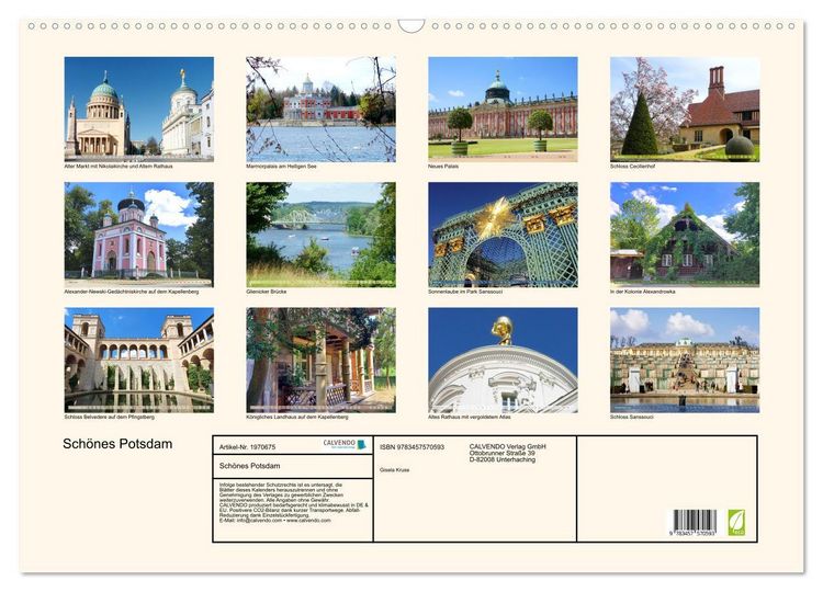 Produktbild: Sch&ouml;nes Potsdam (Wandkalender 2026 DIN A2 quer), CALVENDO Monatskalender