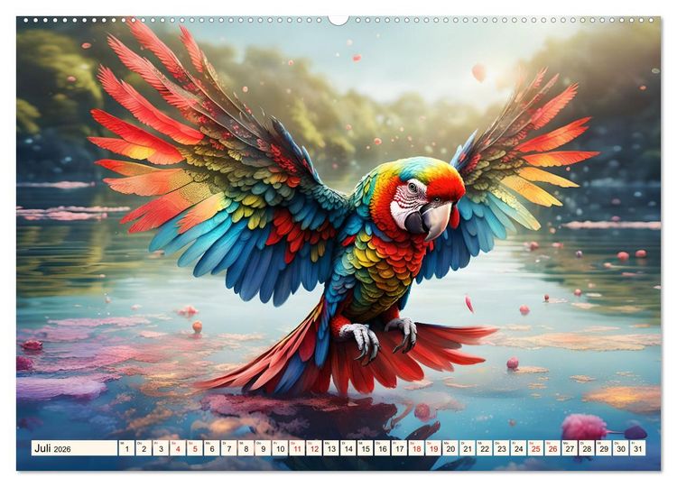 Produktbild: Federleichte Freunde (hochwertiger Premium Wandkalender 2026 DIN A2 quer), Kunstdruck in Hochglanz