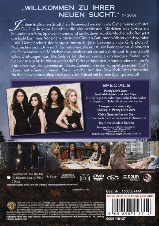 Produktbild: Pretty Little Liars - Die komplette 1. Staffel [5 DVDs]