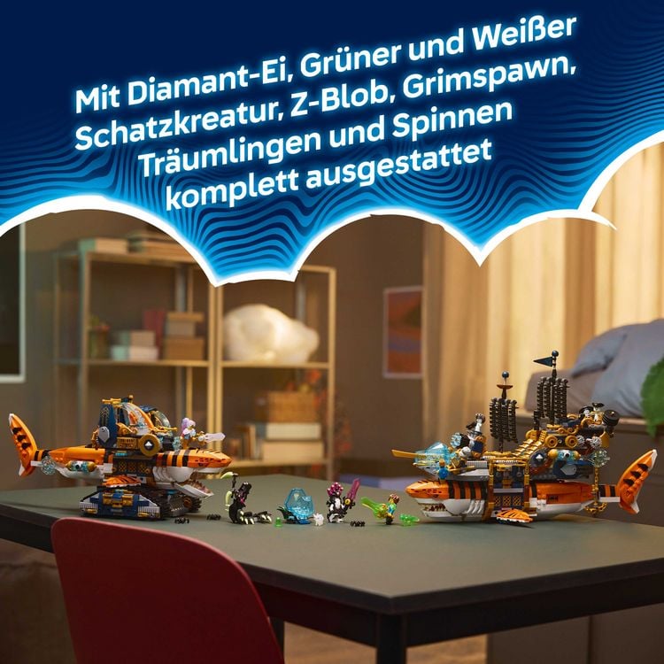Produktbild: LEGO DREAMZzz 2in1 71515 Tigerhai-Fahrzeug, Spielzeug Minifiguren ab 9