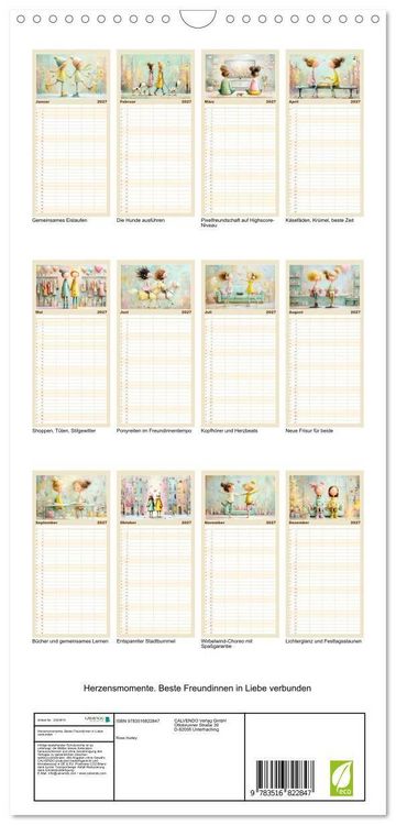 Produktbild: Familienplaner 2027 - Herzensmomente. Beste Freundinnen in Liebe verbunden mit 5 Spalten (Wandkalender, 21 x 45 cm) CALVENDO