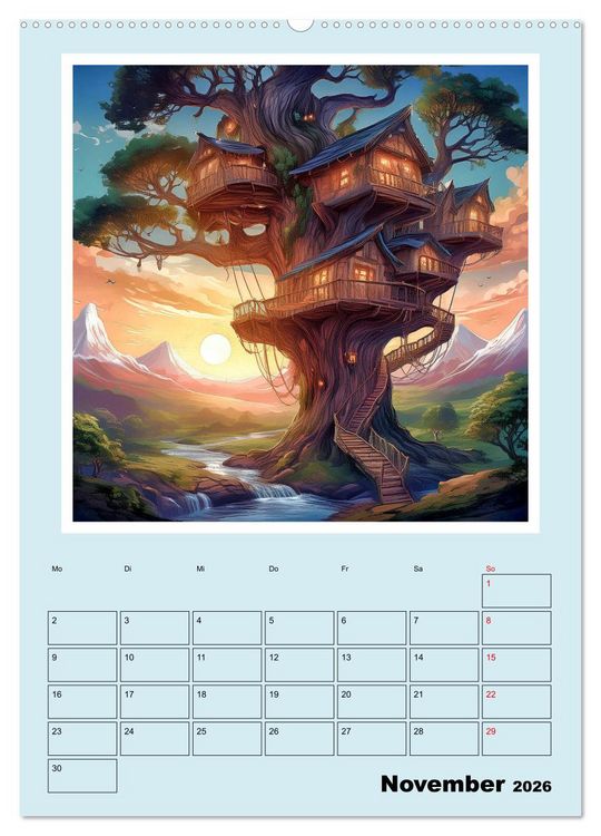 Produktbild: Traumwelt Baumhaus (Wandkalender 2026 DIN A2 hoch), CALVENDO Monatskalender