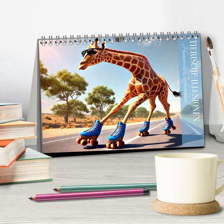 Produktbild: Tierische Illusionen - Humorvolle Tierfantasien (Tischkalender 2026 DIN A5 quer), CALVENDO Monatskalender