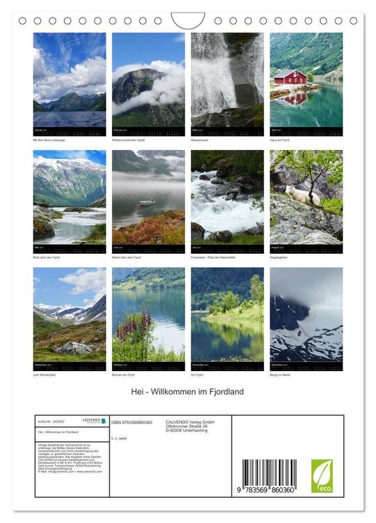 Produktbild: Hei - Willkommen im Fjordland (Wandkalender 2027 DIN A4 hoch), CALVENDO Monatskalender