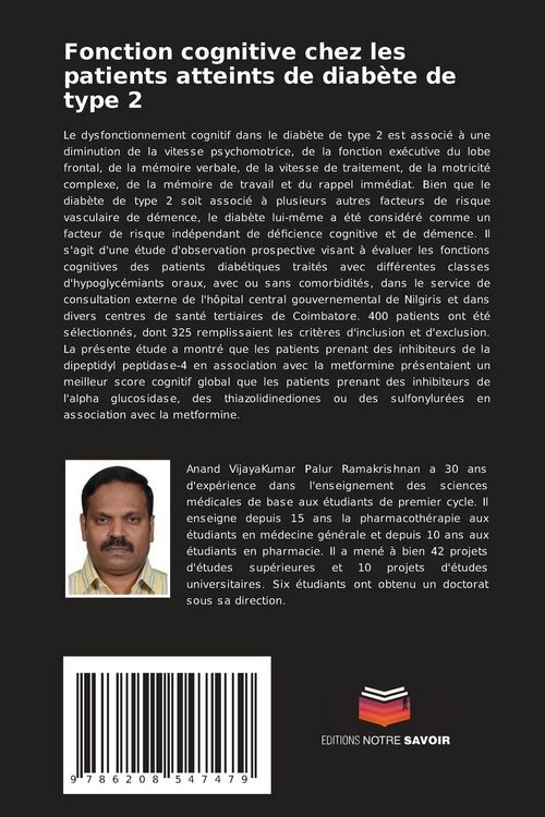Produktbild: Fonction cognitive chez les patients atteints de diab&egrave;te de type 2