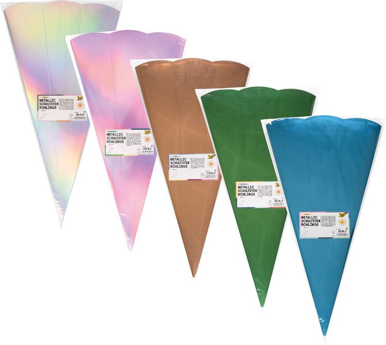 Produktbild: FOLIA&reg; Schult&uuml;ten-Rohlinge, farbig sortiert 5 St&uuml;ck metallic