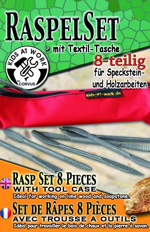 Produktbild: Corvus A600136 - Kids-at-Work, Raspelset mit Textil-Tasche, inkl. 8 Doppel-Raspeln