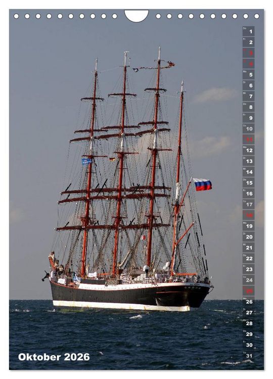 Produktbild: Segelromantik - Gro&szlig;segler auf der Ostsee (Wandkalender 2026 DIN A4 hoch), CALVENDO Monatskalender