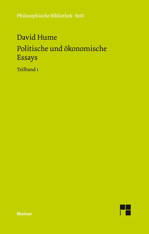 Produktbild: Politische und &ouml;konomische Essays. Teilband 1