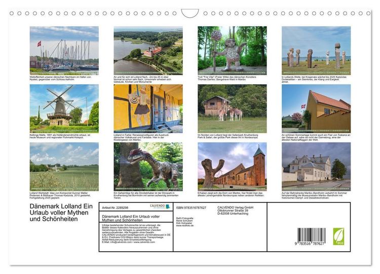 Produktbild: D&auml;nemark Lolland Ein Urlaub voller Mythen und Sch&ouml;nheiten (Wandkalender 2027 DIN A3 quer), CALVENDO Monatskalender