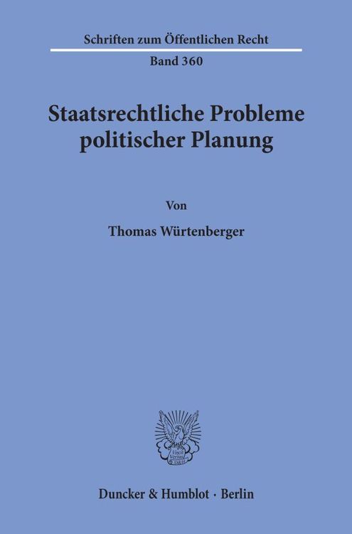 Produktbild: Staatsrechtliche Probleme politischer Planung.