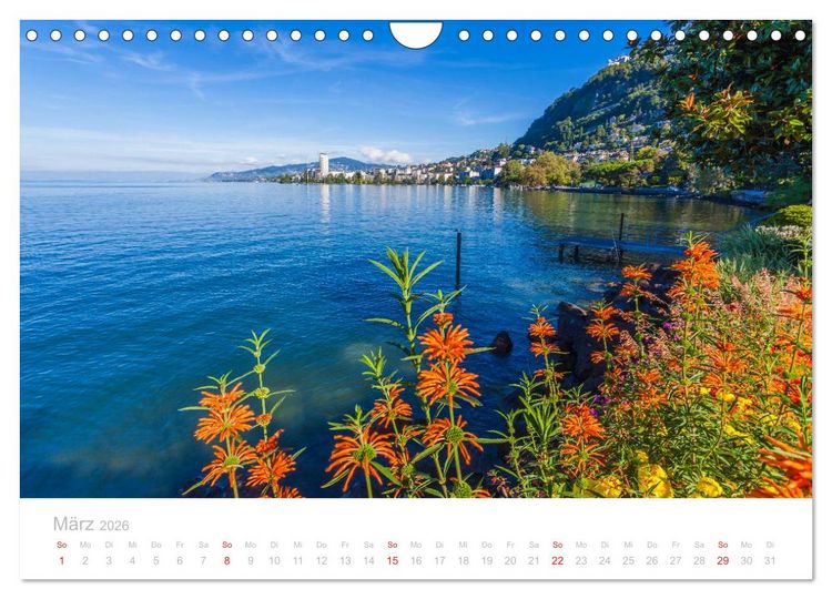 Produktbild: GENFER SEE Das Schweizer Ufer (Wandkalender 2026 DIN A4 quer), CALVENDO Monatskalender