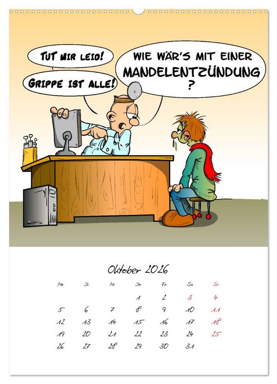 Produktbild: Trumix Cartoons - Gesundheit (hochwertiger Premium Wandkalender 2026 DIN A2 hoch), Kunstdruck in Hochglanz