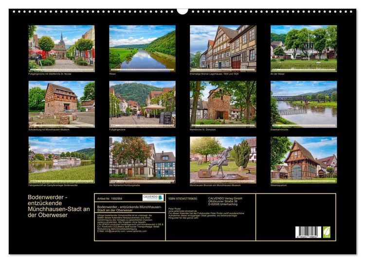 Produktbild: Bodenwerder - entz&uuml;ckende M&uuml;nchhausen-Stadt an der Oberweser (Wandkalender 2026 DIN A2 quer), CALVENDO Monatskalender