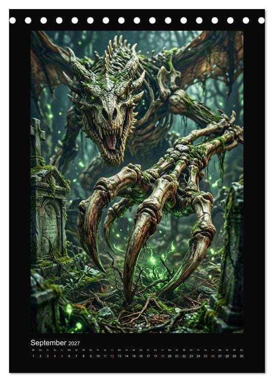 Produktbild: Drachen - Magische Herrscher, Dark‑Fantasy Wandkalender (Tischkalender 2027 DIN A5 hoch), CALVENDO Monatskalender