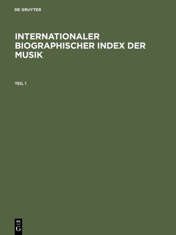 Produktbild: Internationaler Biographischer Index der Musik