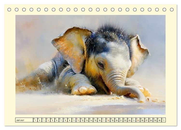 Produktbild: Sommertr&auml;ume. Elefantenkinder am Meer (Tischkalender 2027 DIN A5 quer), CALVENDO Monatskalender