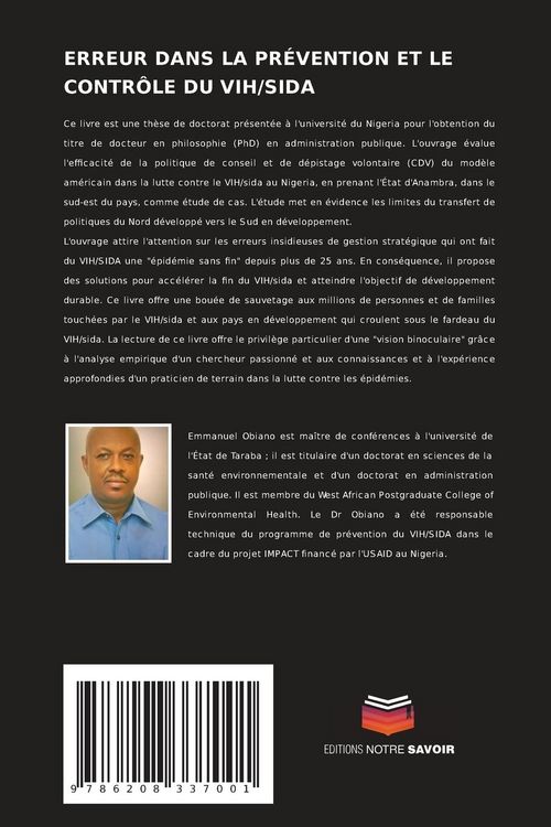 Produktbild: ERREUR DANS LA PR&Eacute;VENTION ET LE CONTR&Ocirc;LE DU VIH/SIDA