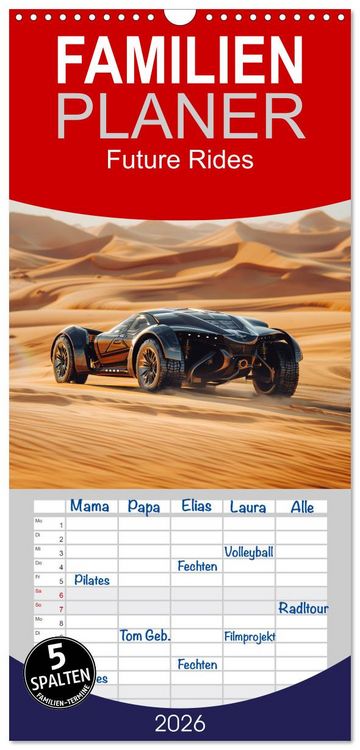 Produktbild: Familienplaner 2026 - Future Rides mit 5 Spalten (Wandkalender, 21 x 45 cm) CALVENDO