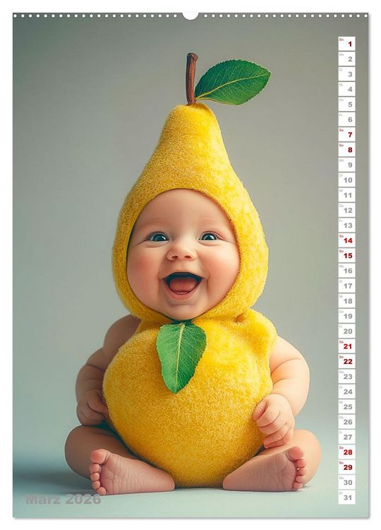 Produktbild: Babys in Bestform - Lustige Fr&uuml;chtchen (hochwertiger Premium Wandkalender 2026 DIN A2 hoch), Kunstdruck in Hochglanz