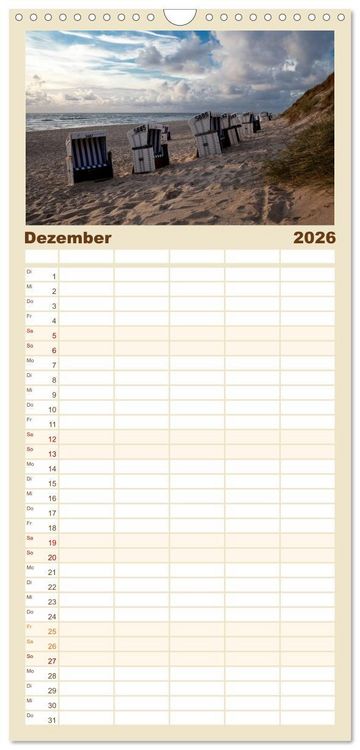 Produktbild: Familienplaner 2026 - Sylt - Strandspaziergang mit 5 Spalten (Wandkalender, 21 x 45 cm) CALVENDO