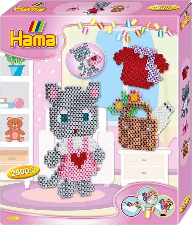 Bild vom Artikel Hama 3254 - Geschenkpackung Anziehkatze mit ca. 2500 Midi-Bügelperlen, Stiftplatte und Zubehör vom Autor 