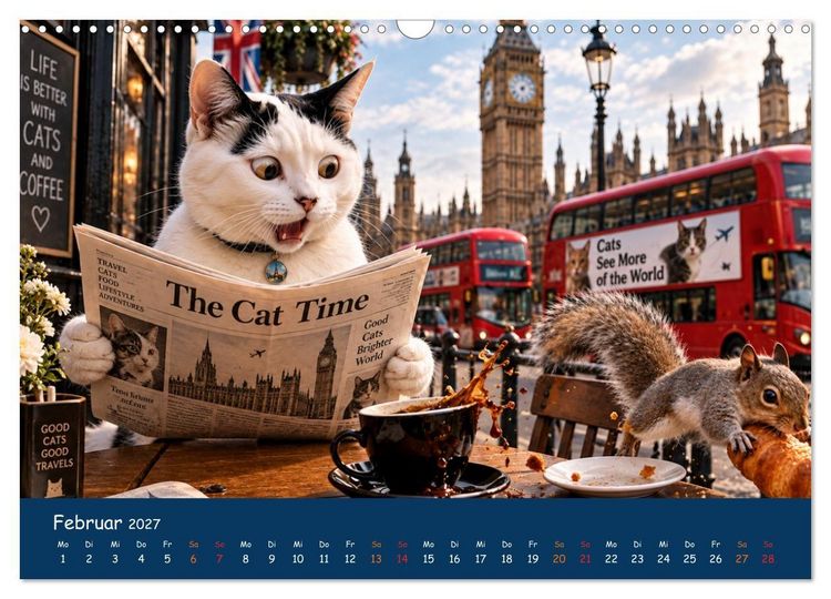 Produktbild: Eine Katze reist um die Welt (Wandkalender 2027 DIN A3 quer), CALVENDO Monatskalender