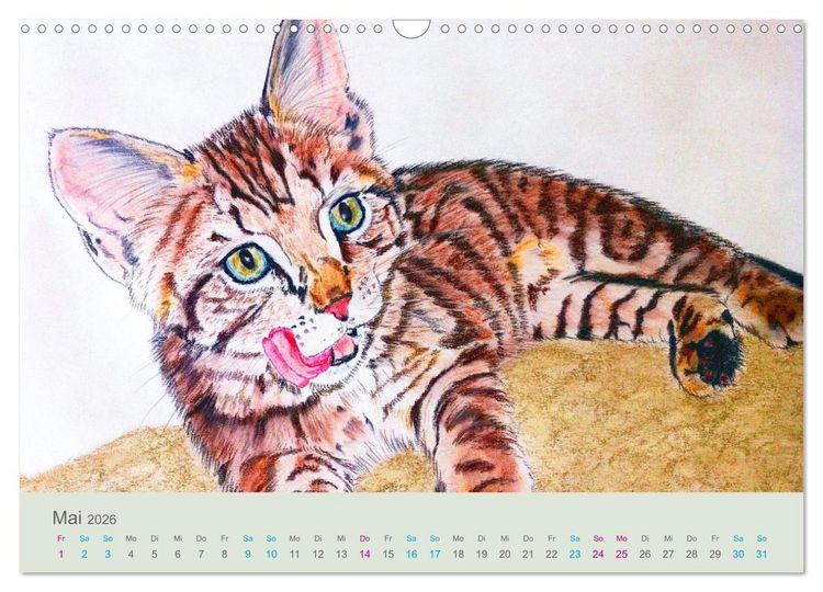 Produktbild: KATZEN PortraiTierART (Wandkalender 2026 DIN A3 quer), CALVENDO Monatskalender