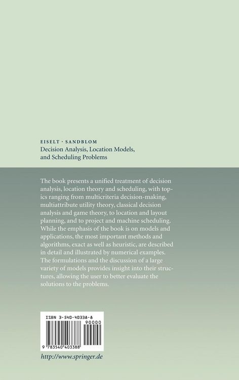 Produktbild: Decision Analysis, Location Models, and Scheduling Problems