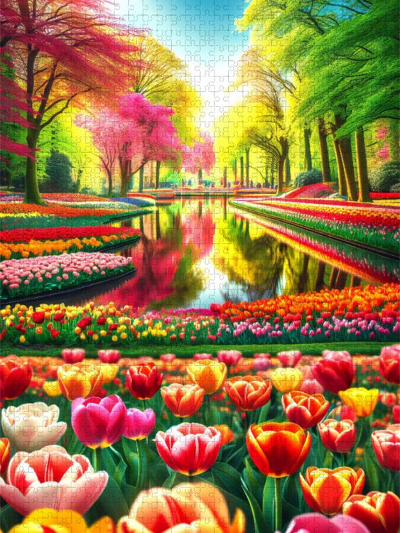 Produktbild: CALVENDO Puzzle Keukenhofs Blumenparadies in den Niederlanden | 1000 Teile Lege-Gr&ouml;&szlig;e 64x48cm Foto-Puzzle f&uuml;r gl&uuml;ckliche Stunden