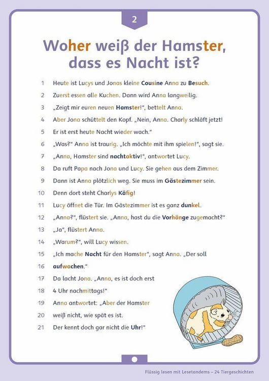 Produktbild: Fl&uuml;ssig lesen mit Lesetandems &ndash; 24 Tiergeschichten, Klasse 3/4